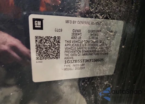 2019 Chevrolet Malibu Ls z USA, uszkodzony, nr VIN 1G1ZB5ST3KF158685